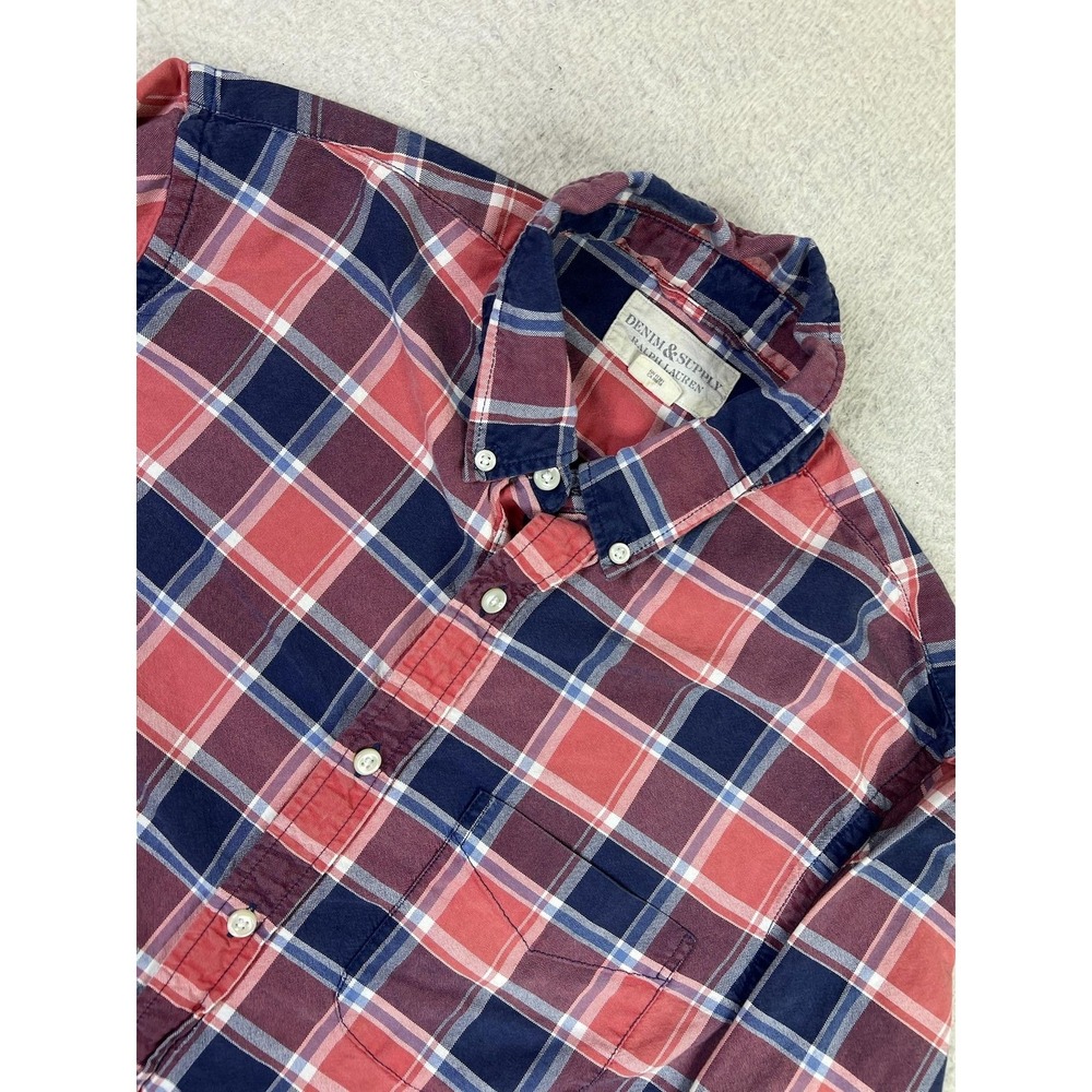 Ralph Lauren Denim & Supply Shirt Mens Medium Red Plaid Button Down Long Sleeve